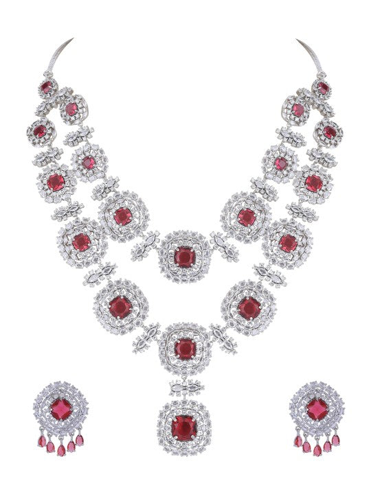 Rhodium-Plated AD-Studied Jewellery Set