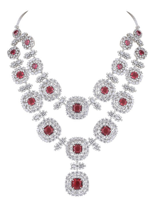 Rhodium-Plated AD-Studied Jewellery Set