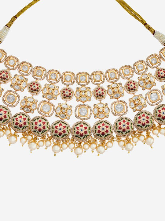 Kundan Studded & Beaded Jewellery Set