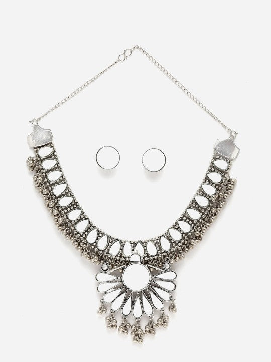 Mirror Studded & Beaded Jewellery Set