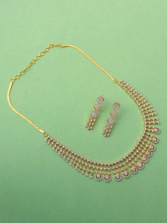 Gold-Plated Cubic Zirconia Studded Jewellery Set