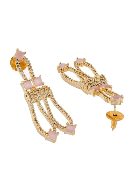 Gold-Plated & Pink AD-Studded Jewellery Se