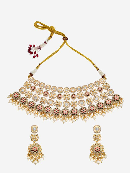 Kundan Studded & Beaded Jewellery Set