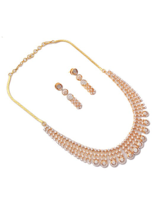 Gold-Plated Cubic Zirconia Studded Jewellery Set