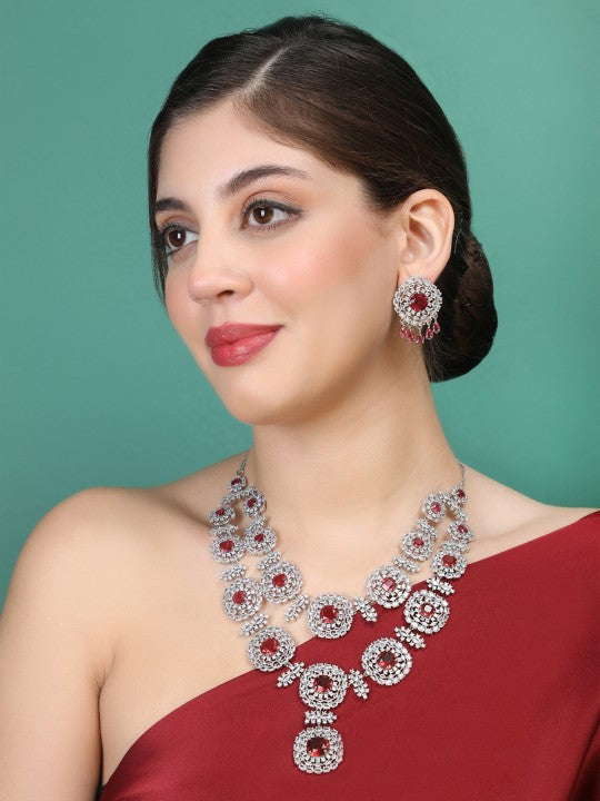 Rhodium-Plated AD-Studied Jewellery Set