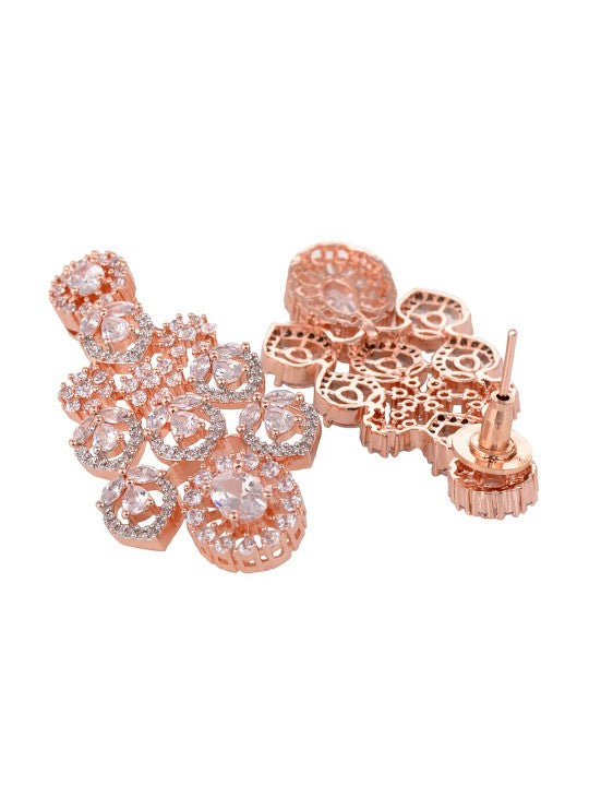 Rose Gold-Plated & White Studded Jewellery Set