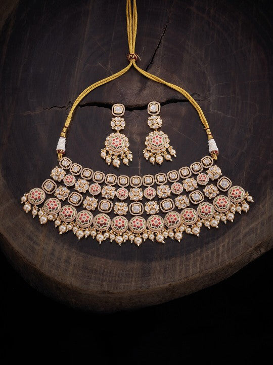 Kundan Studded & Beaded Jewellery Set