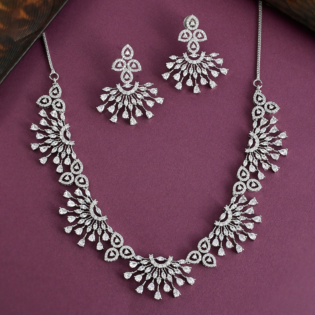 CZ Elegance Contemporary Design Jewellery Set