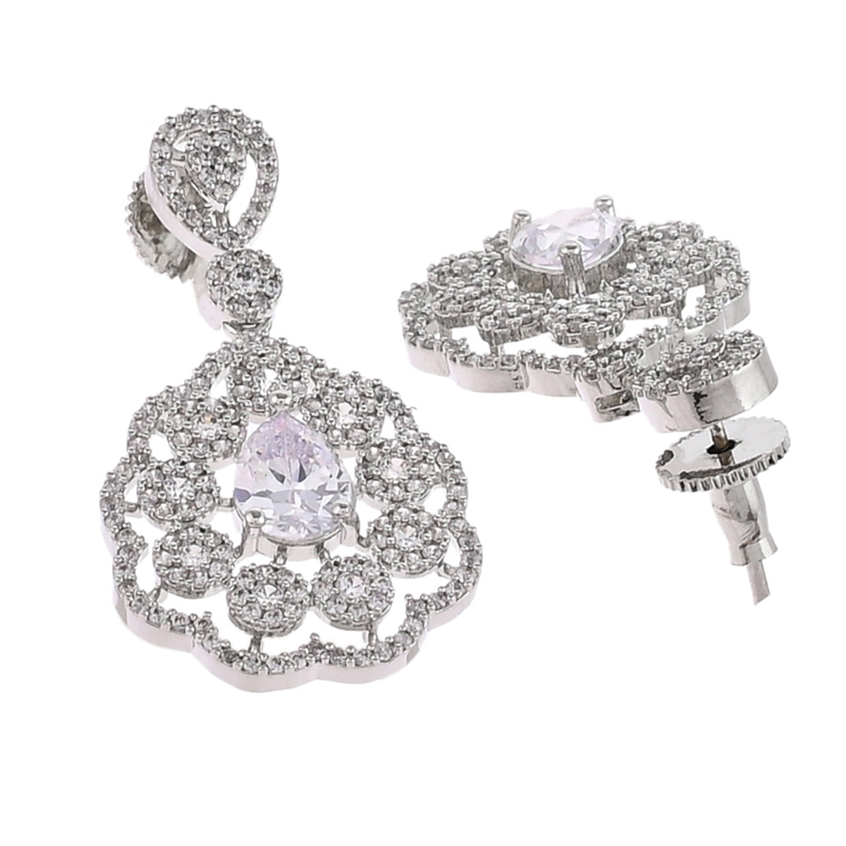 CZ Elegance Cluster Setting Heavily Embellished Jewellery Set