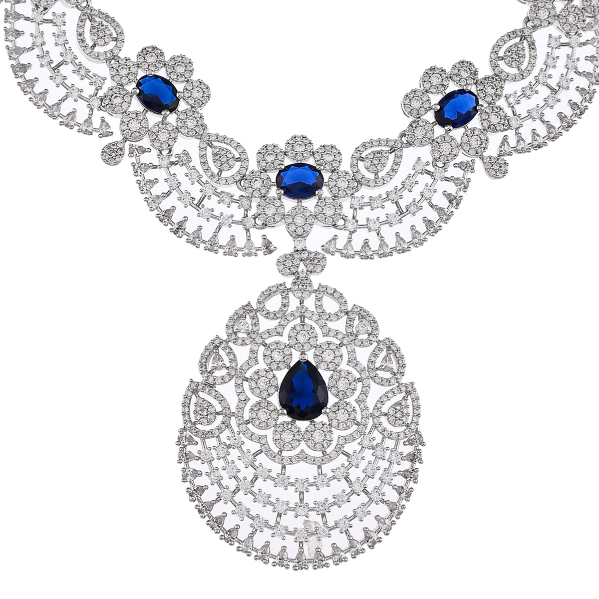 CZ Elegance Teardrop Cut Blue Gems Jewellery Set