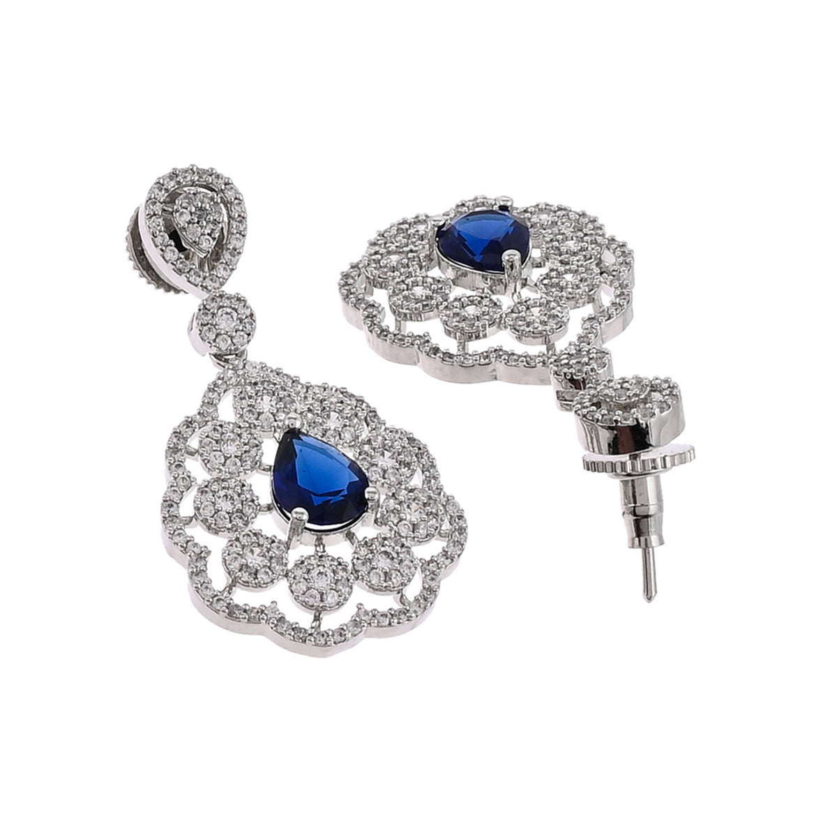 CZ Elegance Teardrop Cut Blue Gems Jewellery Set