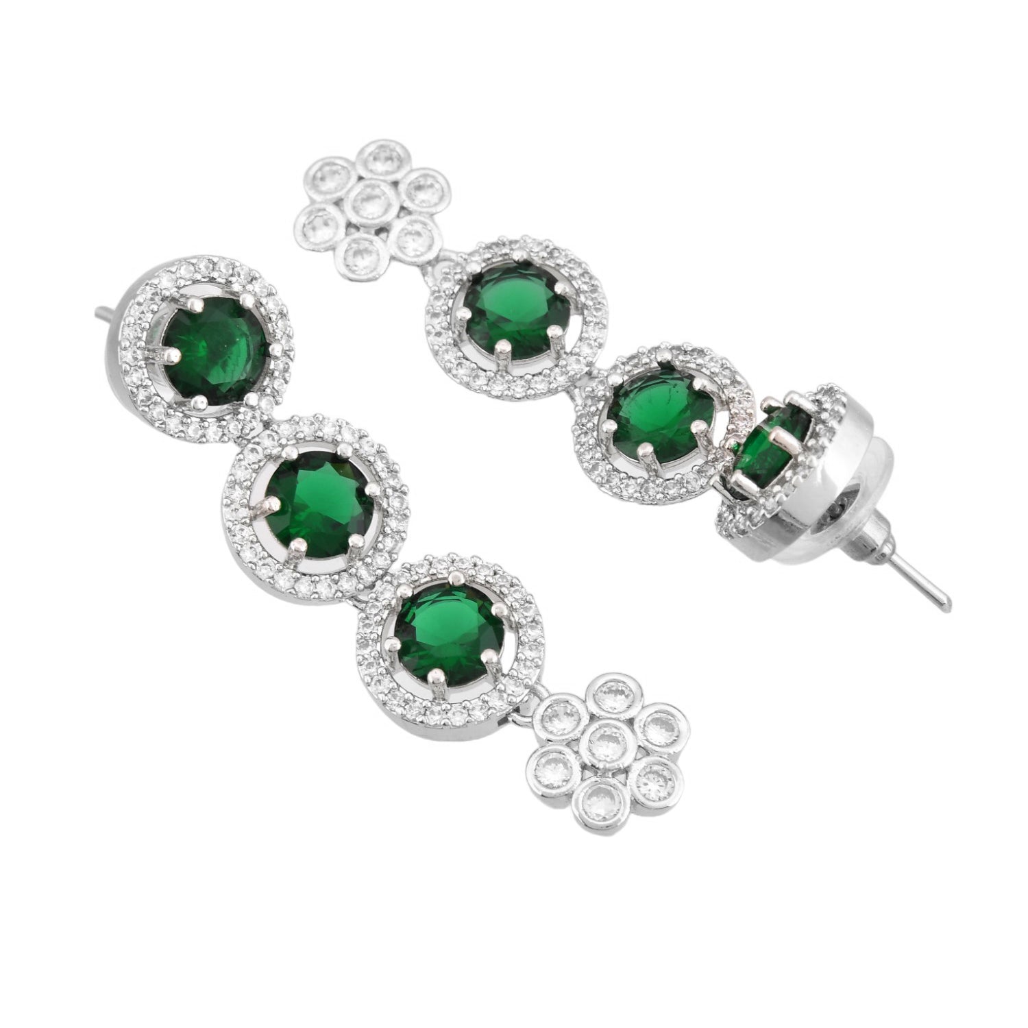 Sparkling Elegance Celestial Charm Emerald American Diamond Necklace Set