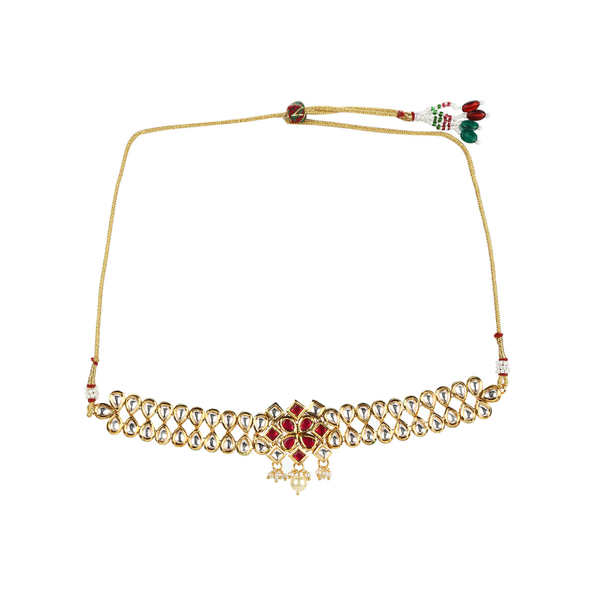 Kundan Studded Gold Plated Necklace Set-136