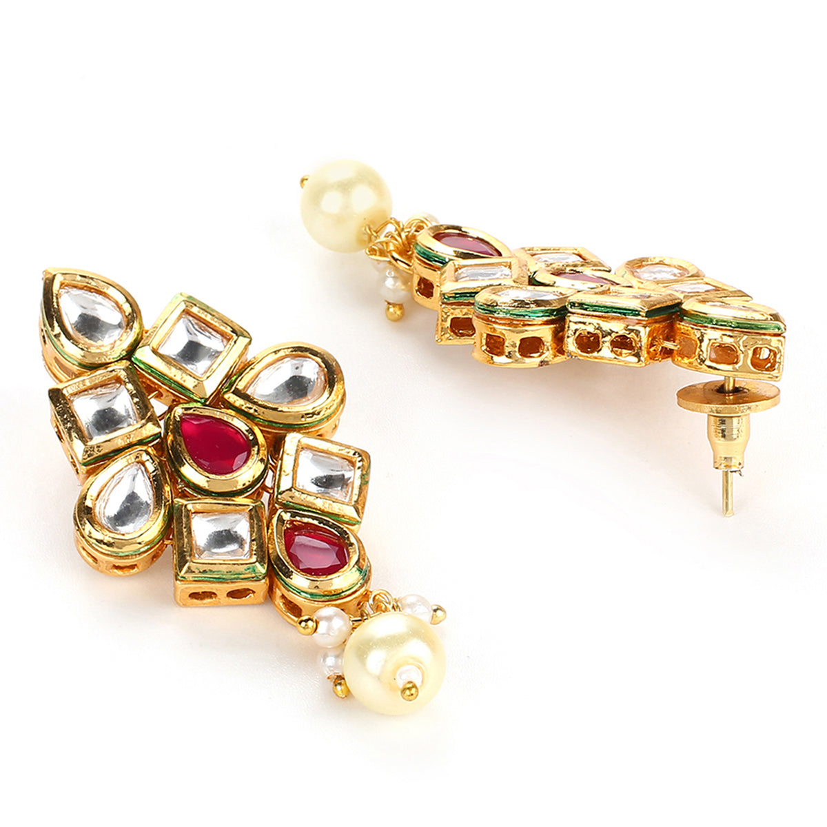 Kundan Studded Gold Plated Necklace Set-137