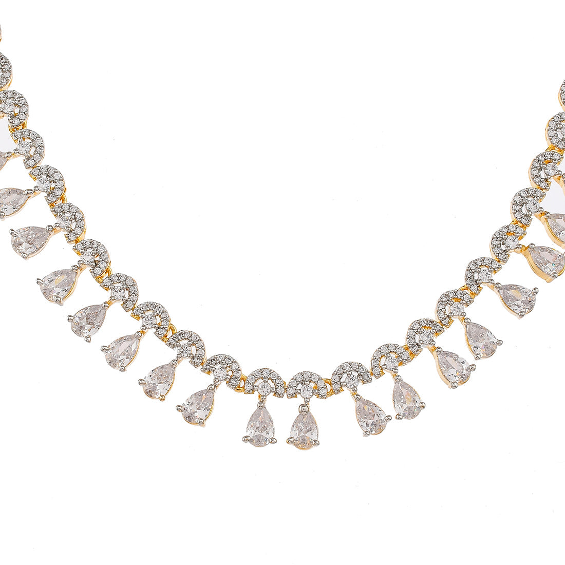 Cz Elegance Stone Studded Gold Plated Necklace Set