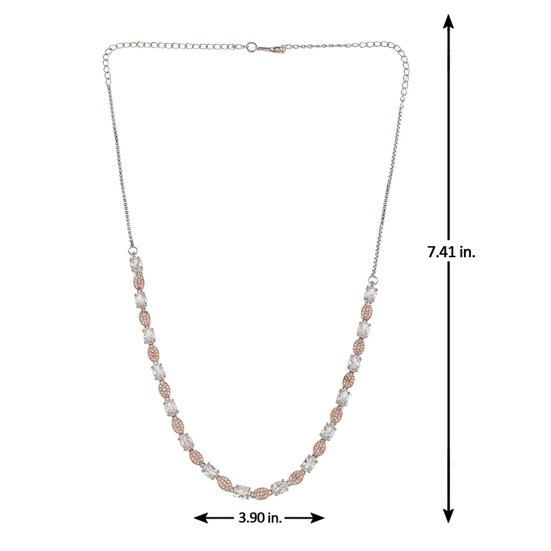 Cz Elegance Square And Oval Brass Made Necklace Set