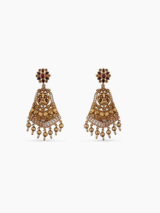 Kriya Gold-Plated CZ-Studded Antique Jewellery Set