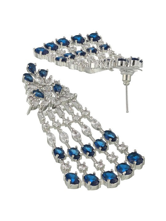 Rhodium-Plated AD-Studded & Beaded Jewellery Set