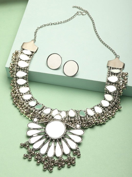 Mirror Studded & Beaded Jewellery Set