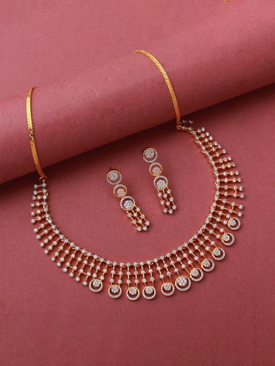 Gold-Plated Cubic Zirconia Studded Jewellery Set