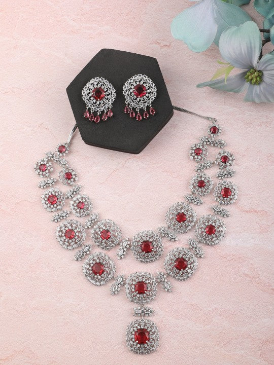 Rhodium-Plated AD-Studied Jewellery Set