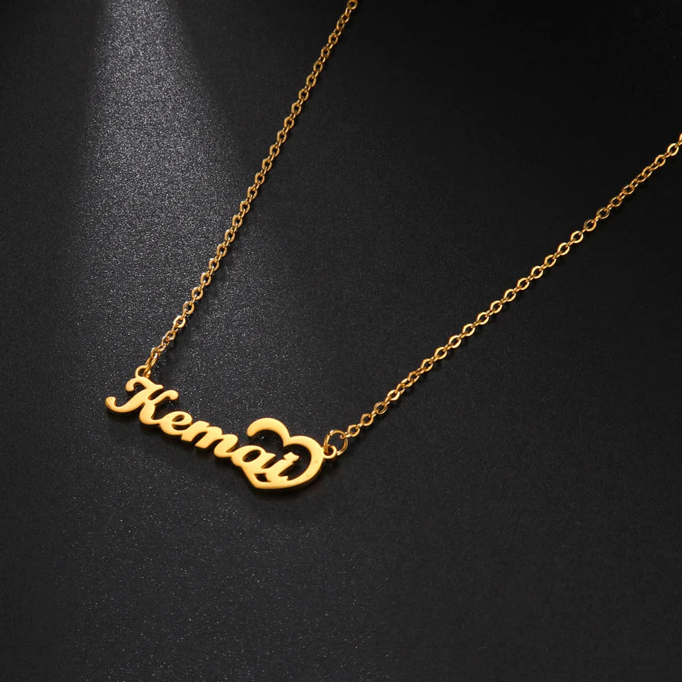 Gold Plated Unique Heart Name Necklace