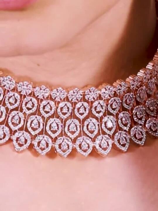 Rose Gold-Plated & White Studded Jewellery Set