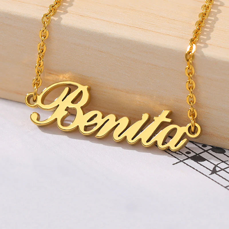 Gold Plated Simple Arabic Name Necklace