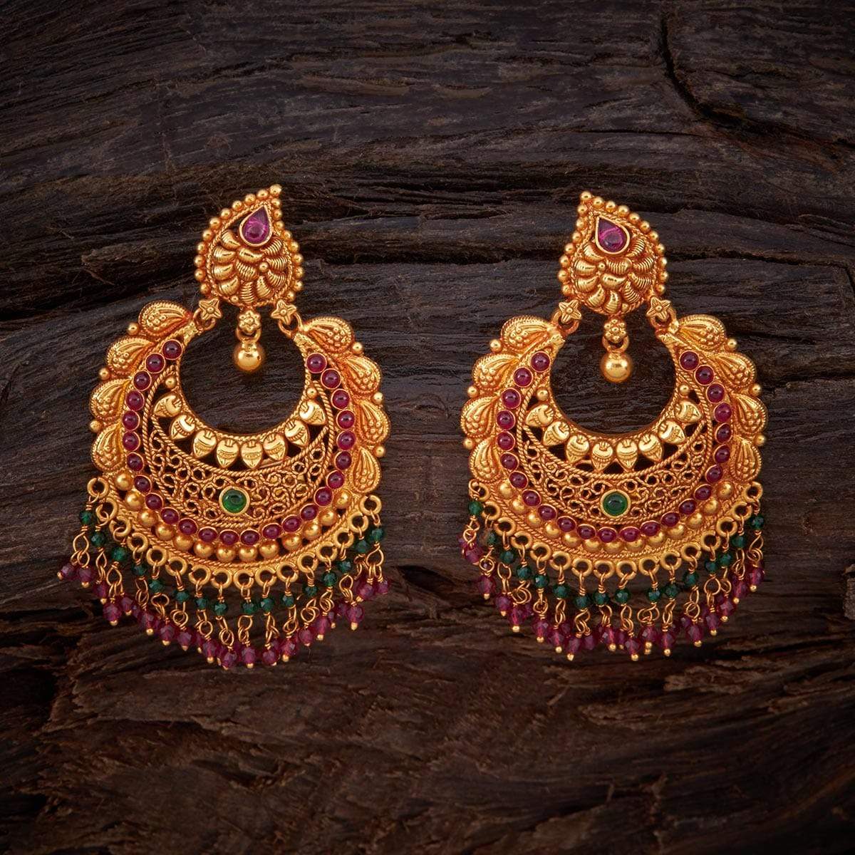 Kushal's Fashion Jewellery Silver Temple Earring 137001