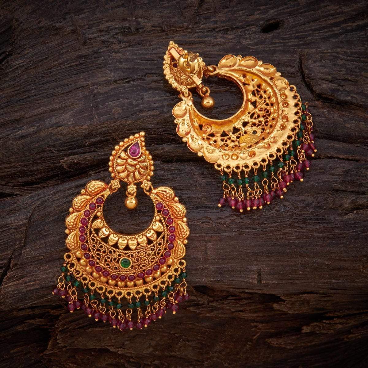 Kushal's Fashion Jewellery Silver Temple Earring 137001