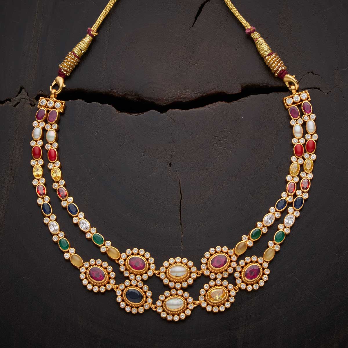 Kushal's Fashion Jewellery Silver Temple Necklace 139571